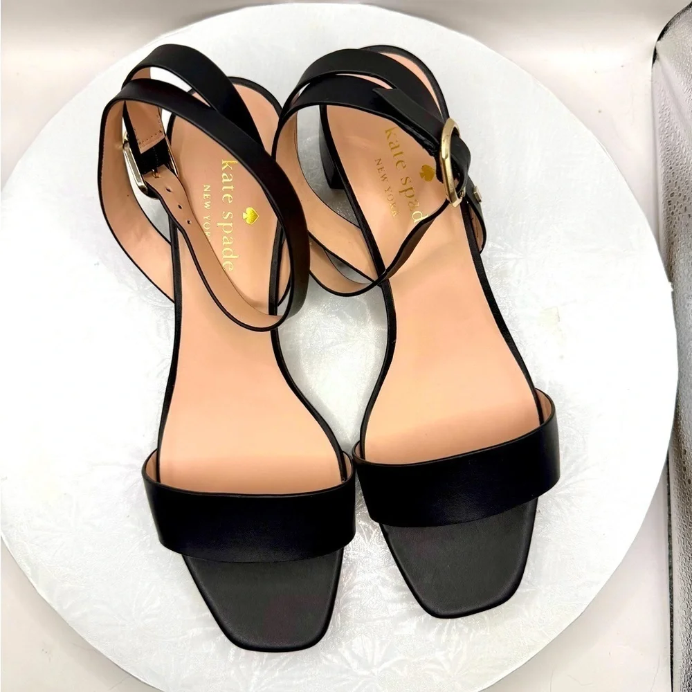 NWT New Kate Spade Maui Black Leather‎ Women's Sandals Size 9